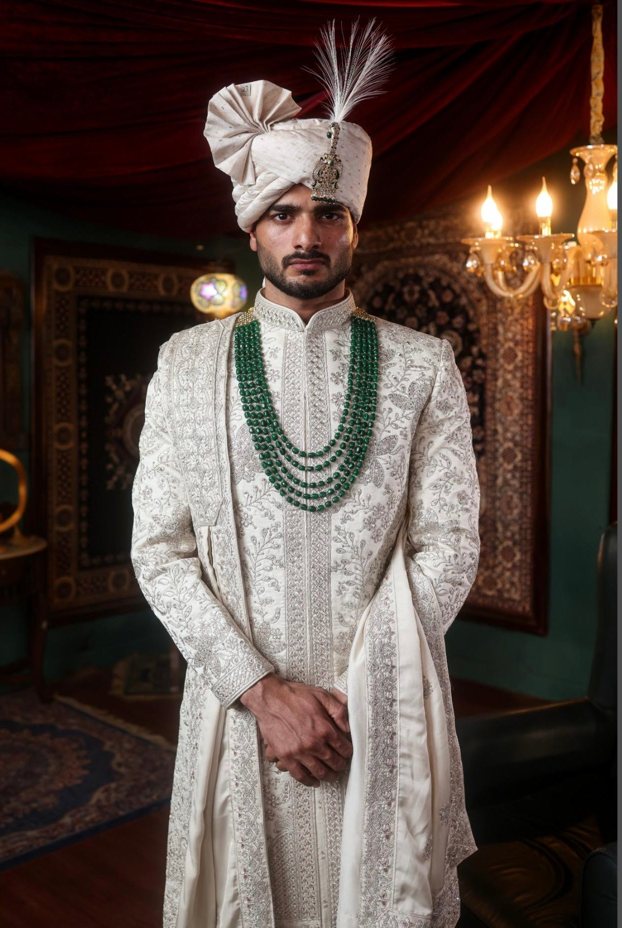IVORY EMBROIDERED SHERWANI SET