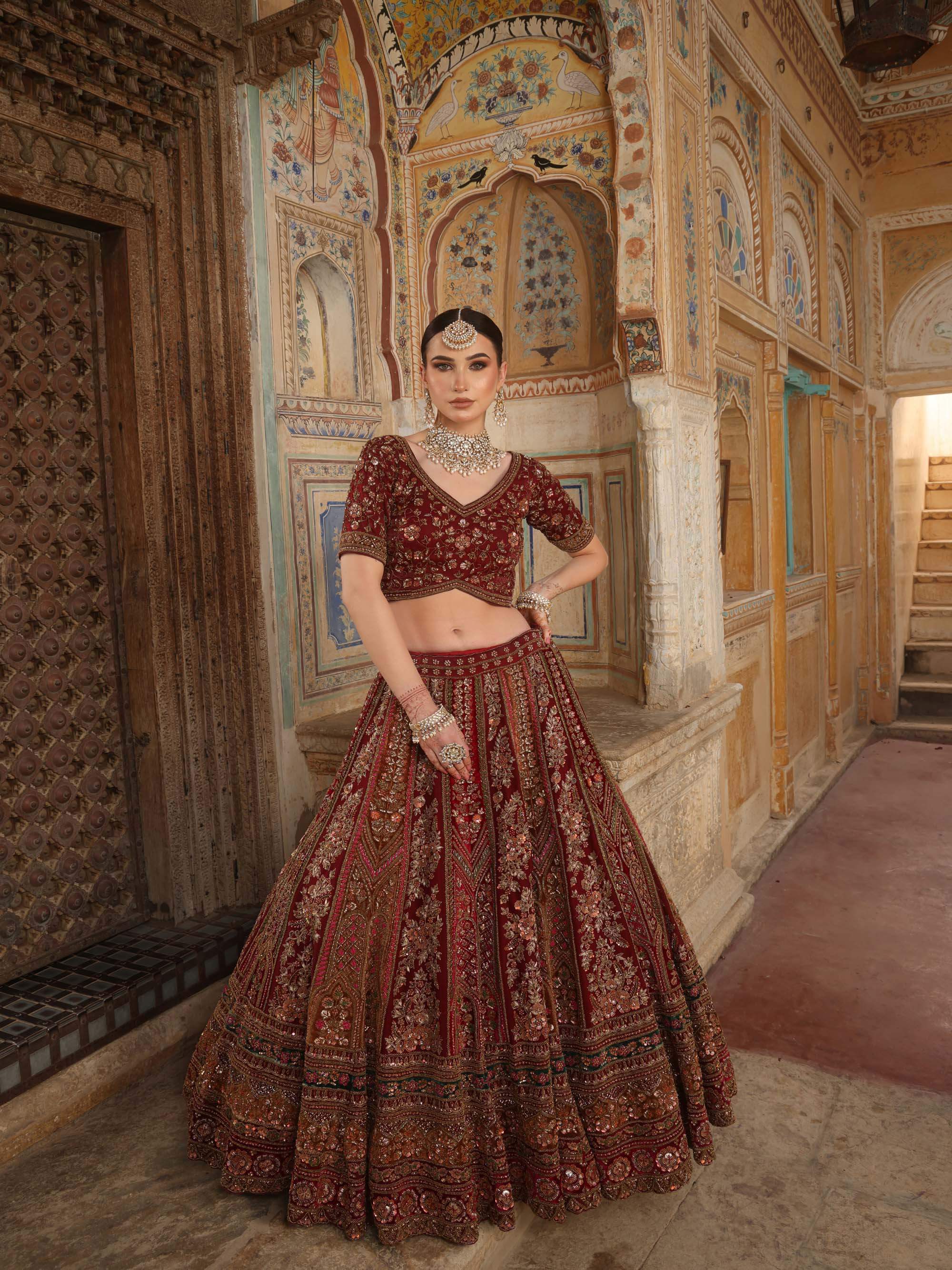 RUST RED ORGANZA LEHENGA