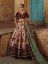 IVORY RAW SILK AND MAROON VELVET INFUSED LEHENGA