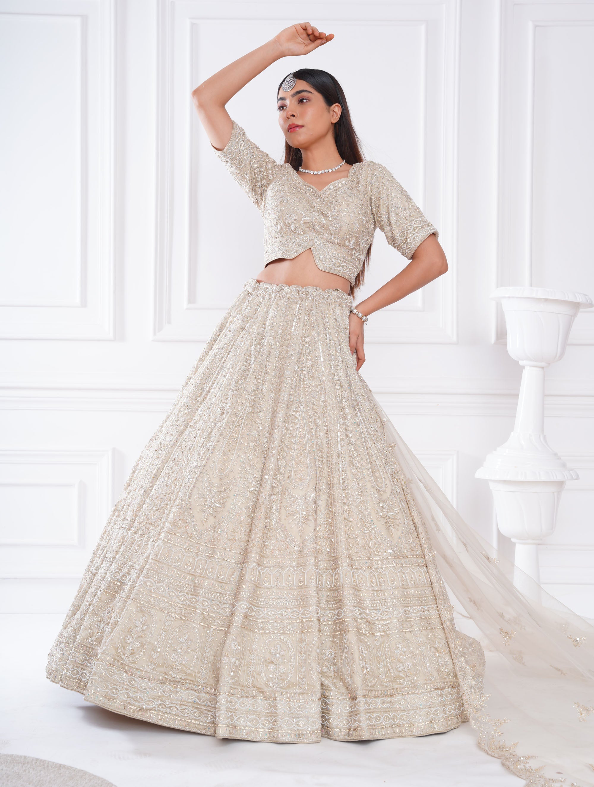 IVORY NET LEHENGA