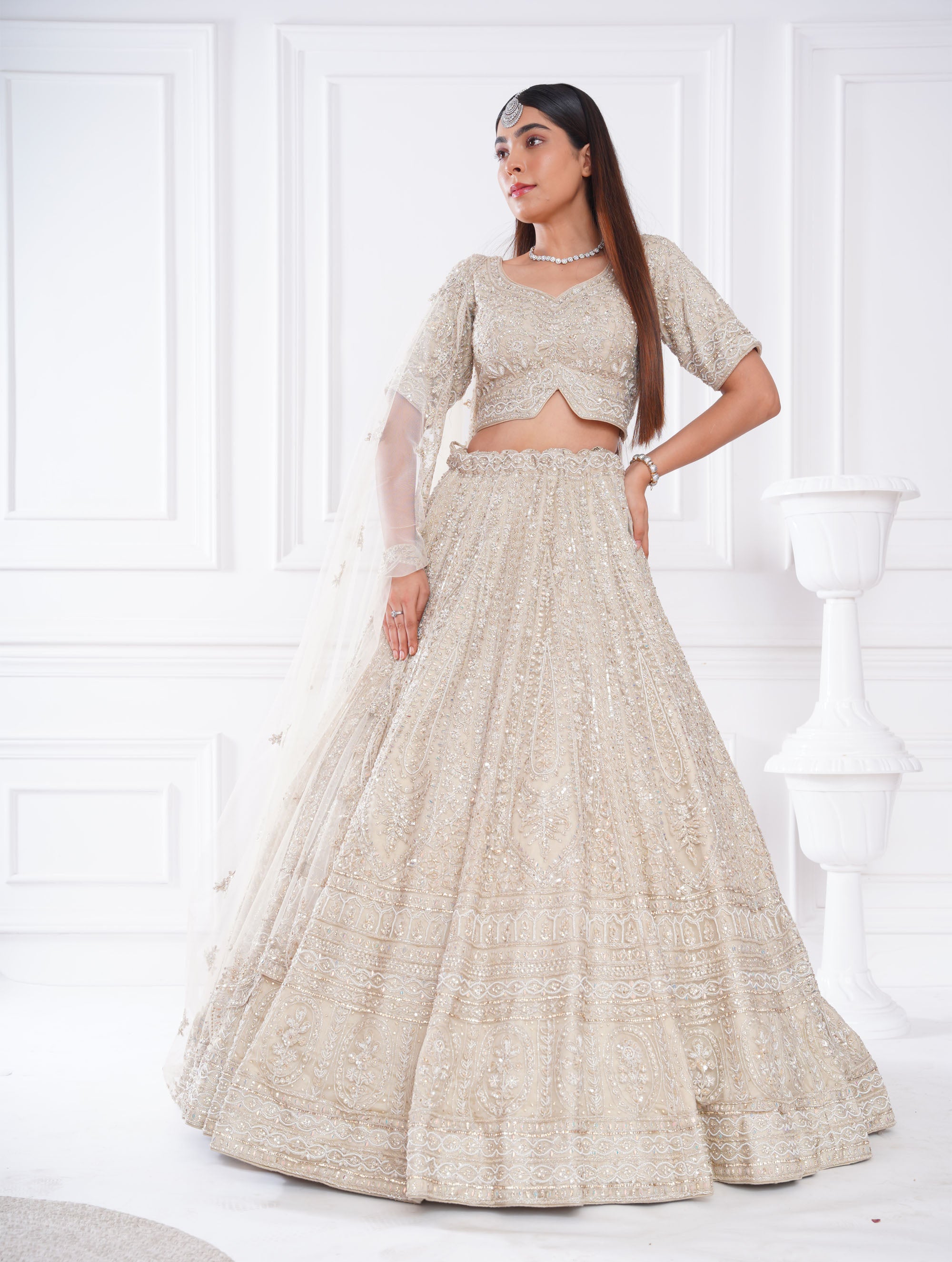 IVORY NET LEHENGA