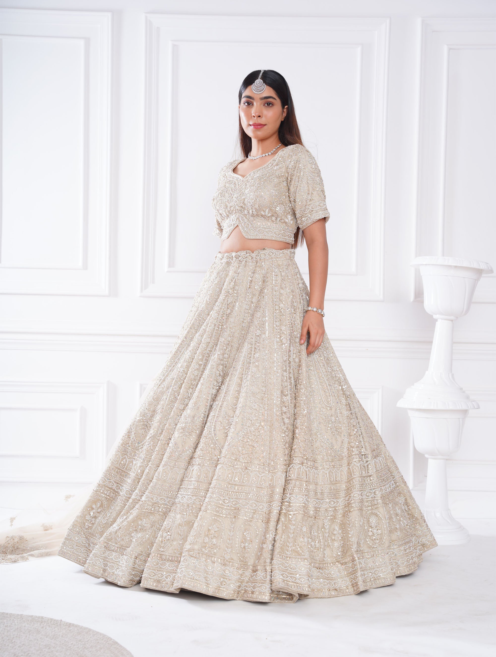 IVORY NET LEHENGA