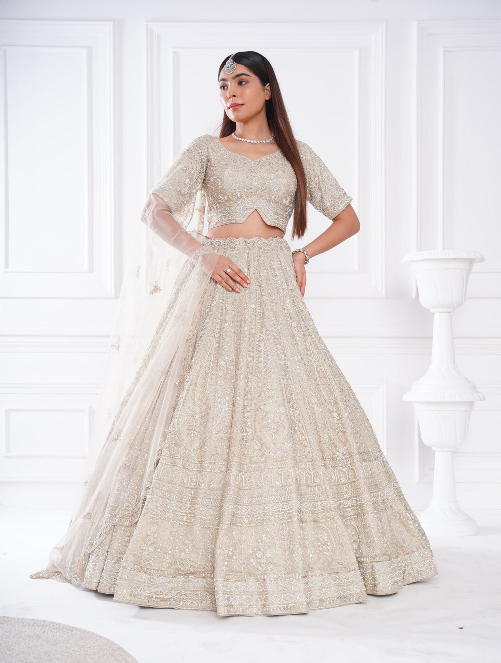 IVORY NET LEHENGA