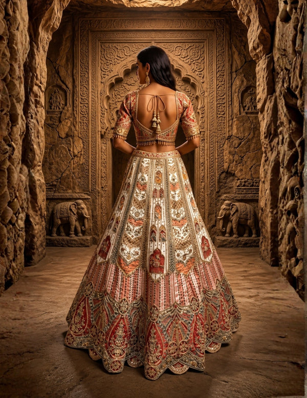 Multicolour Silk Bridal Lehenga