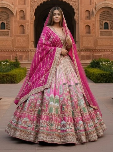 OMBRÉ TISSUE EMBROIDERED LEHENGA
