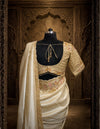 Designer Cream Silk Saree