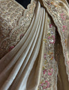 Designer Cream Silk Saree