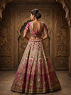 Ombré Shade Silk Lehenga with Pearl, Jarkan & Kundan Polki Work