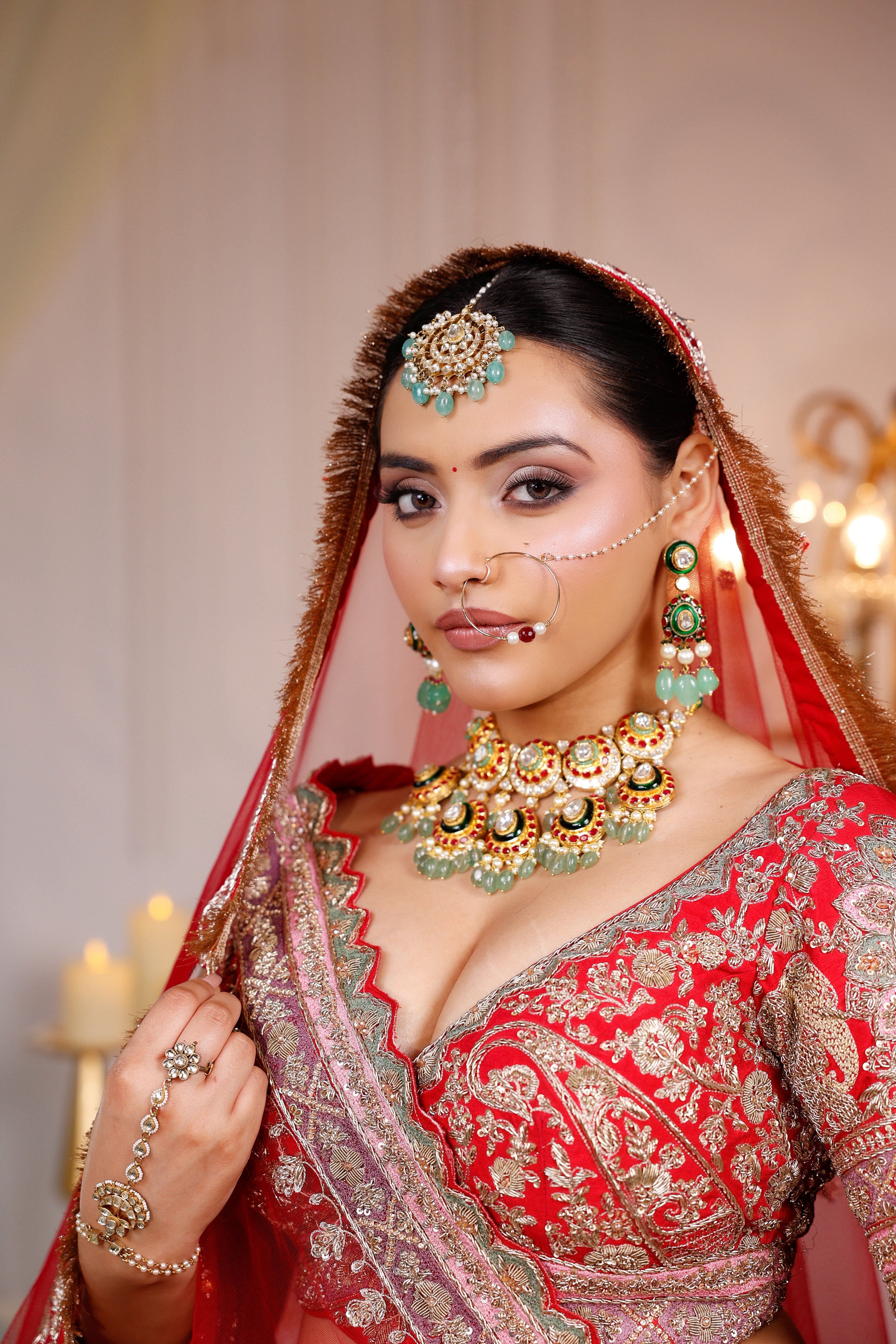 SCARLET RED RAW SILK LEHENGA