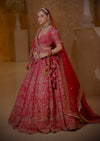 SCARLET RED RAW SILK LEHENGA
