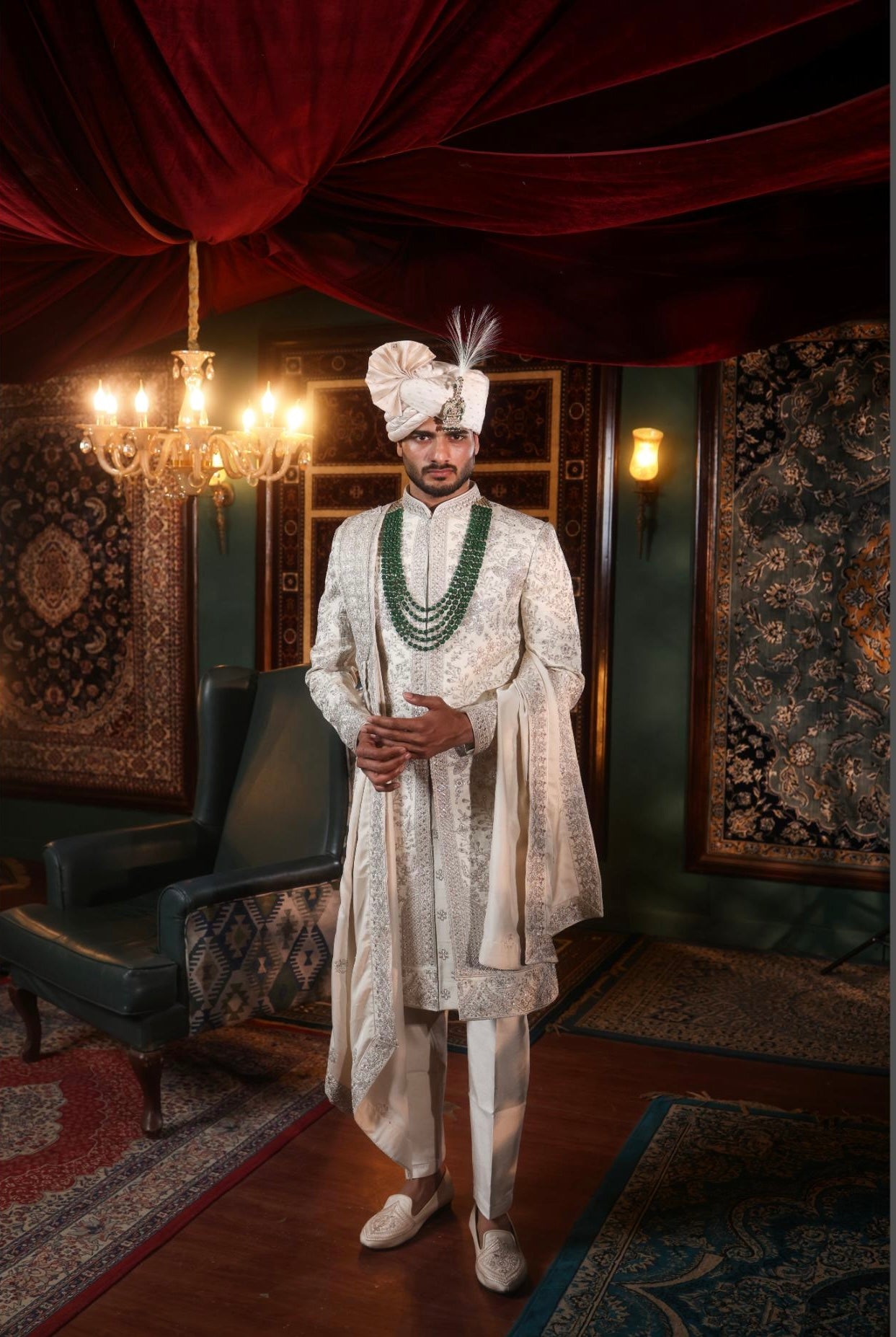 IVORY EMBROIDERED SHERWANI SET