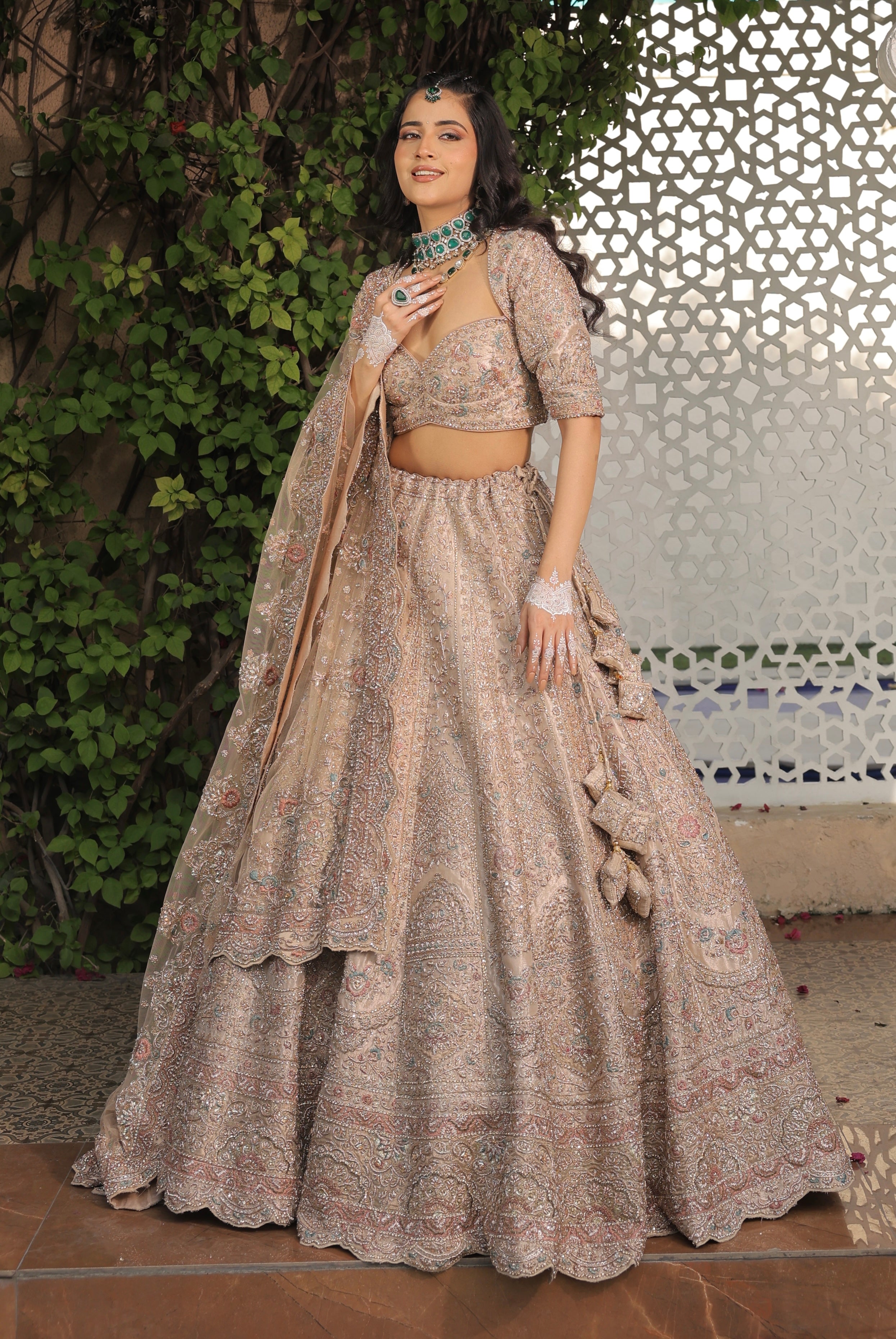 ROSE GOLD TISSUE LEHENGA