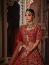 SCARLET RED RAW SILK LEHENGA