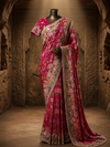 Rani Bandhej Georgette Lehenga with Sequence, Resham, Zari, Jarkan & Kardana Work