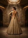Golden Net Lehenga with Kardana, Sequence & Jarkan Work
