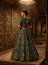 Peacock Blue Georgette Lehenga with Sequence, Zari & Resham Work