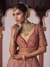 LUSCIOUS GOLD PEACH ORGANZA LEHENGA