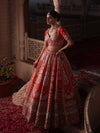 TANGERINE ORANGE RAW SILK LEHENGA