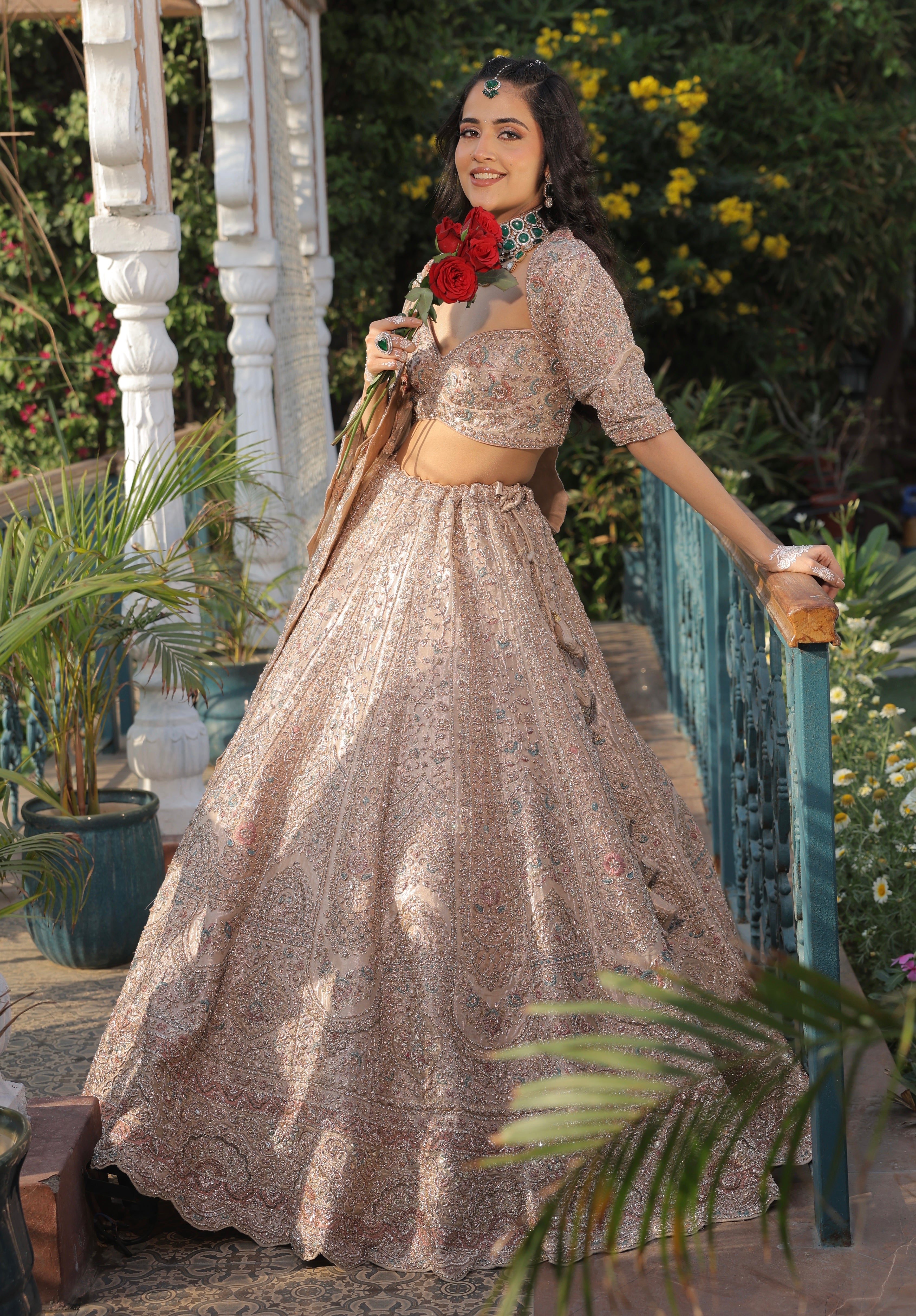 ROSE GOLD TISSUE LEHENGA