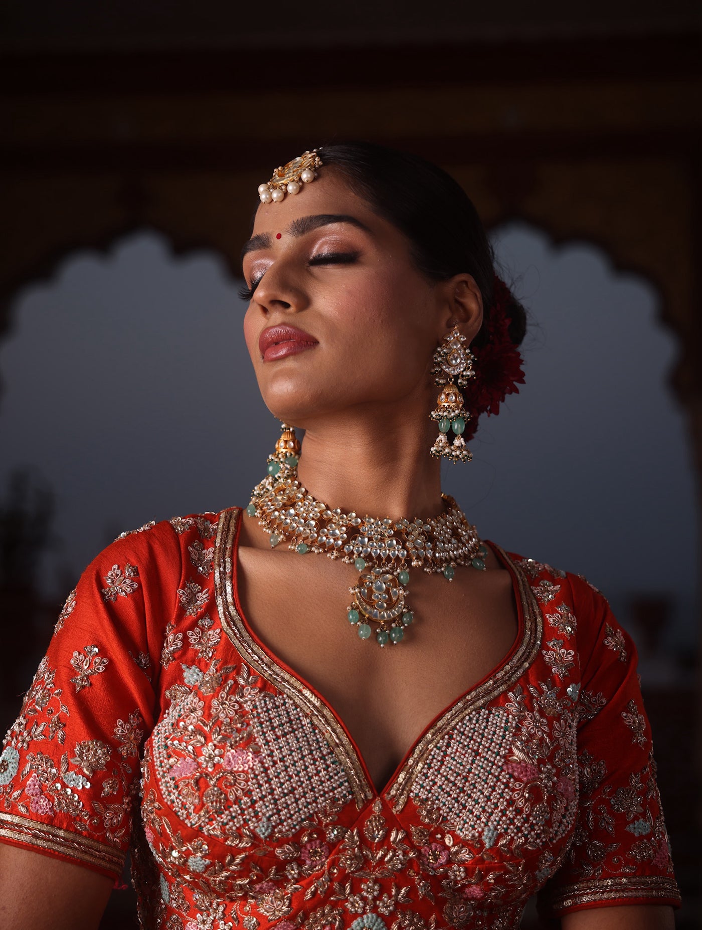 TANGERINE ORANGE RAW SILK LEHENGA