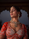 TANGERINE ORANGE RAW SILK LEHENGA