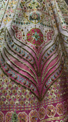 Ombré Shade Silk Lehenga with Pearl, Jarkan & Kundan Polki Work