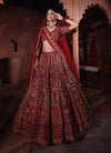 CRIMSON RED RAW SILK LEHENGA