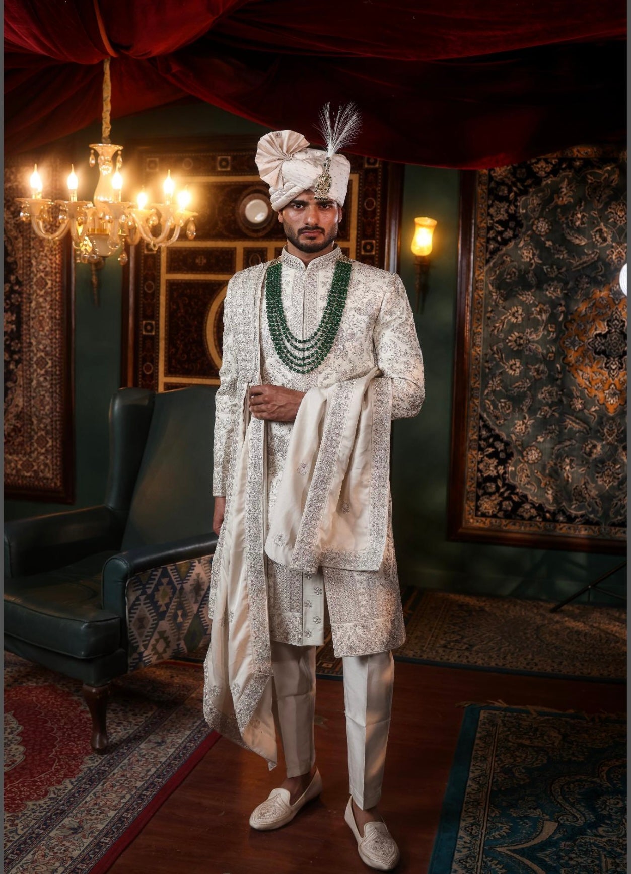 IVORY EMBROIDERED SHERWANI SET