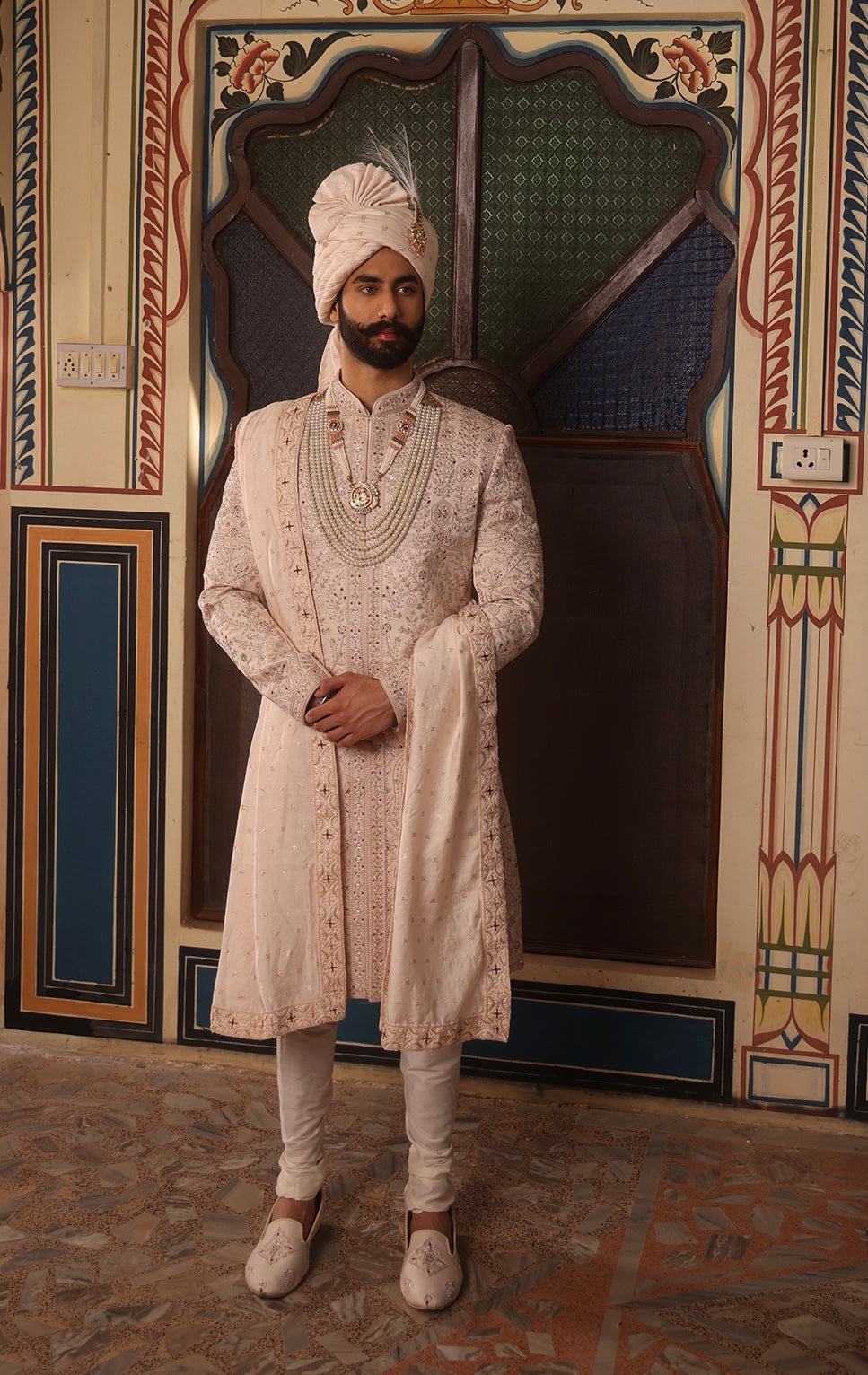 IVORY EMBROIDERED SHERWANI SET