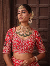 SCARLET RED RAW SILK LEHENGA