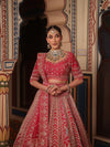 SCARLET RED RAW SILK LEHENGA