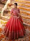 CRIMSON RED RAW SILK LEHENGA