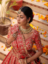 CRIMSON RED RAW SILK LEHENGA