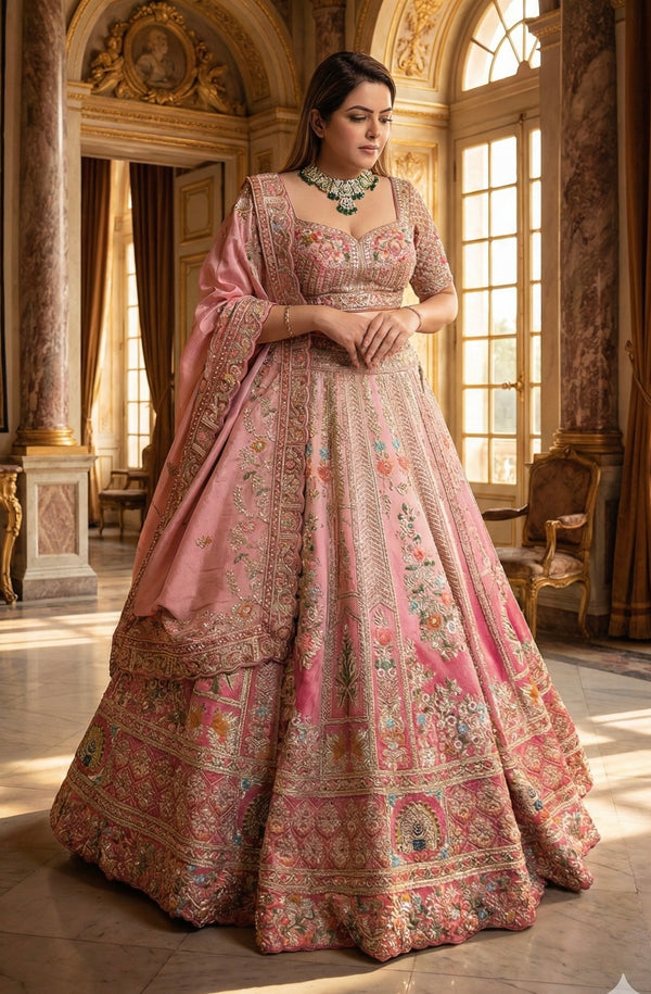 OMBRÉ TISSUE EMBROIDERED LEHENGA