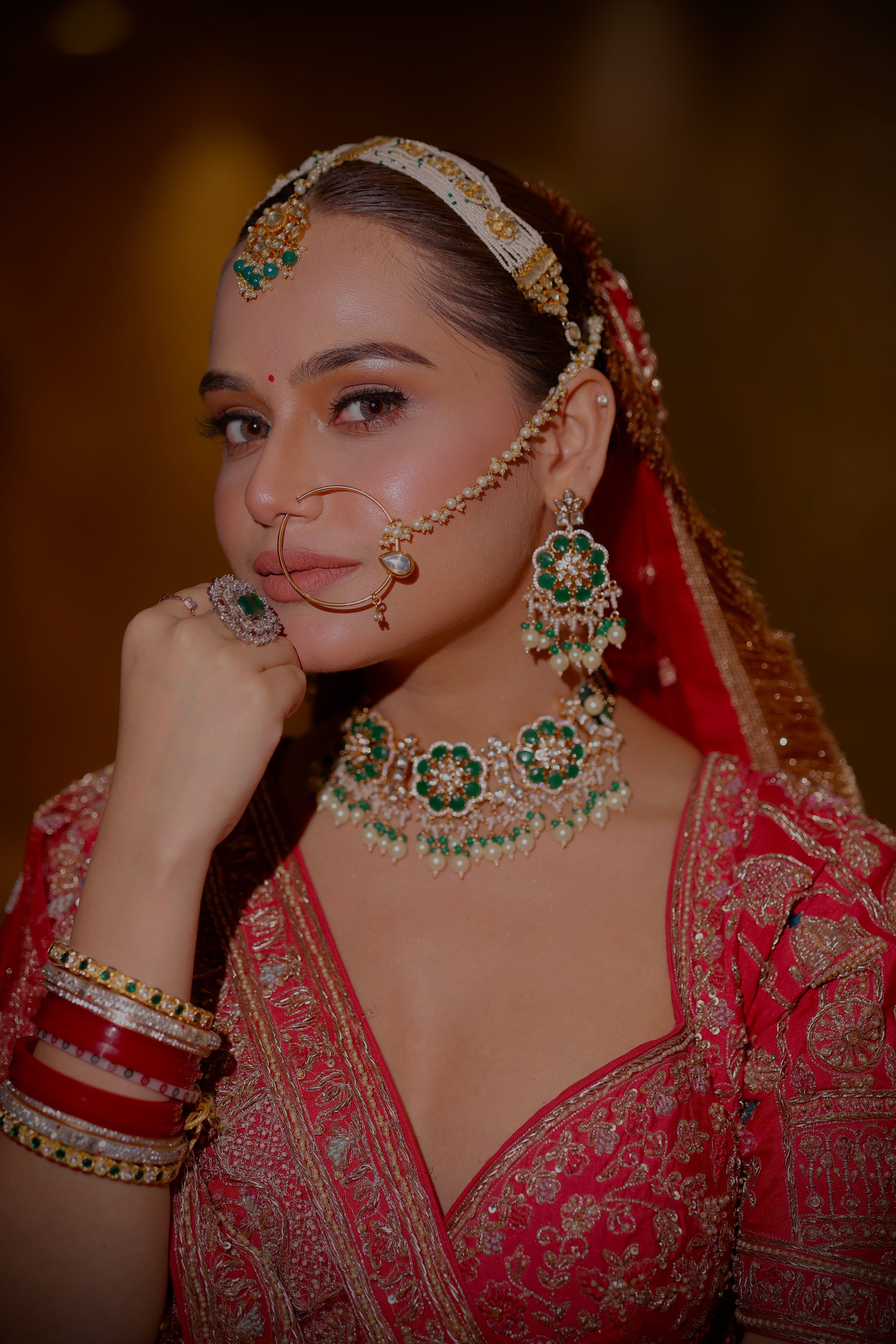 SCARLET RED RAW SILK LEHENGA