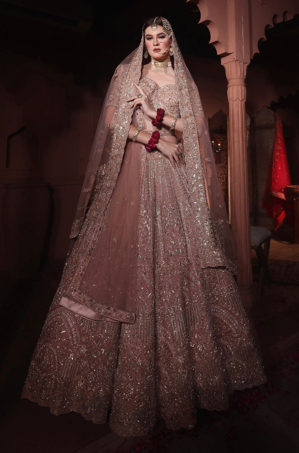 BLUSHING PEACH ORGANZA LEHENGA