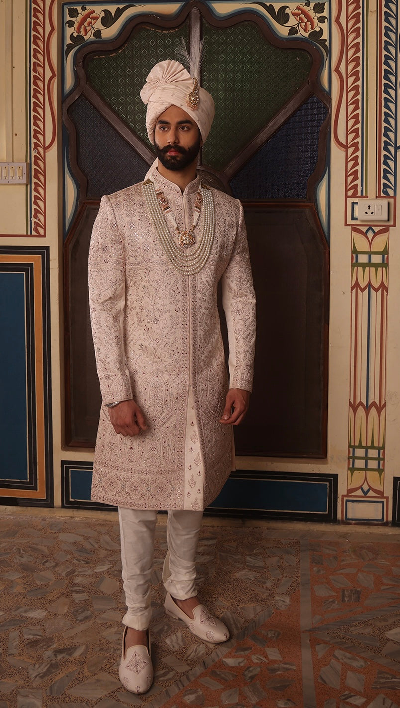 IVORY EMBROIDERED SHERWANI SET