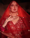 CRIMSON RED RAW SILK LEHENGA