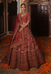 SCARLET RED RAW SILK LEHENGA