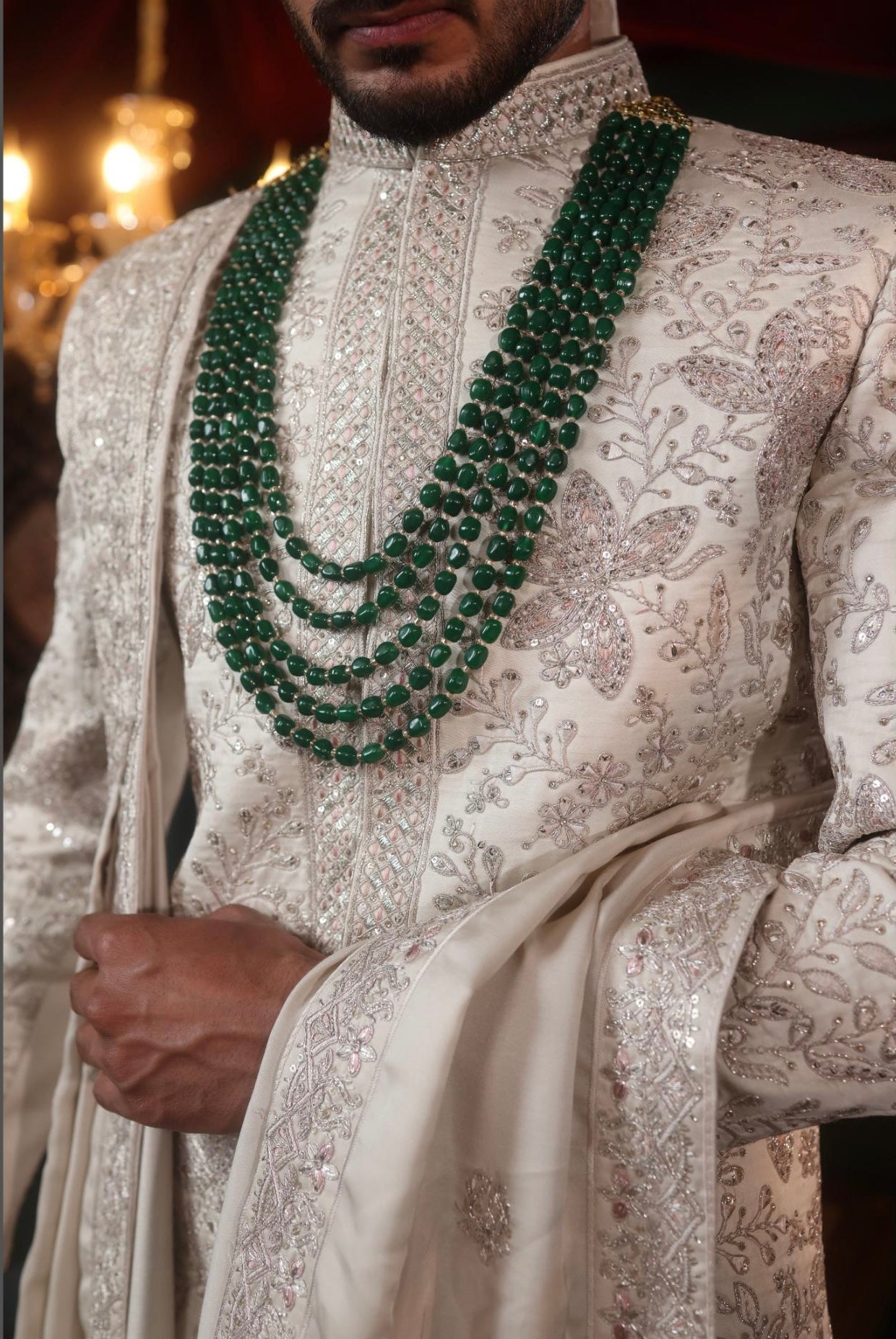IVORY EMBROIDERED SHERWANI SET