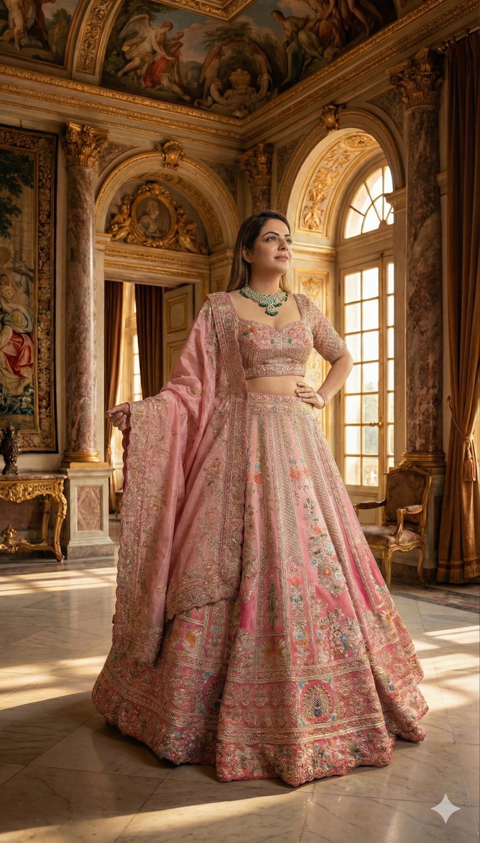 OMBRÉ TISSUE EMBROIDERED LEHENGA