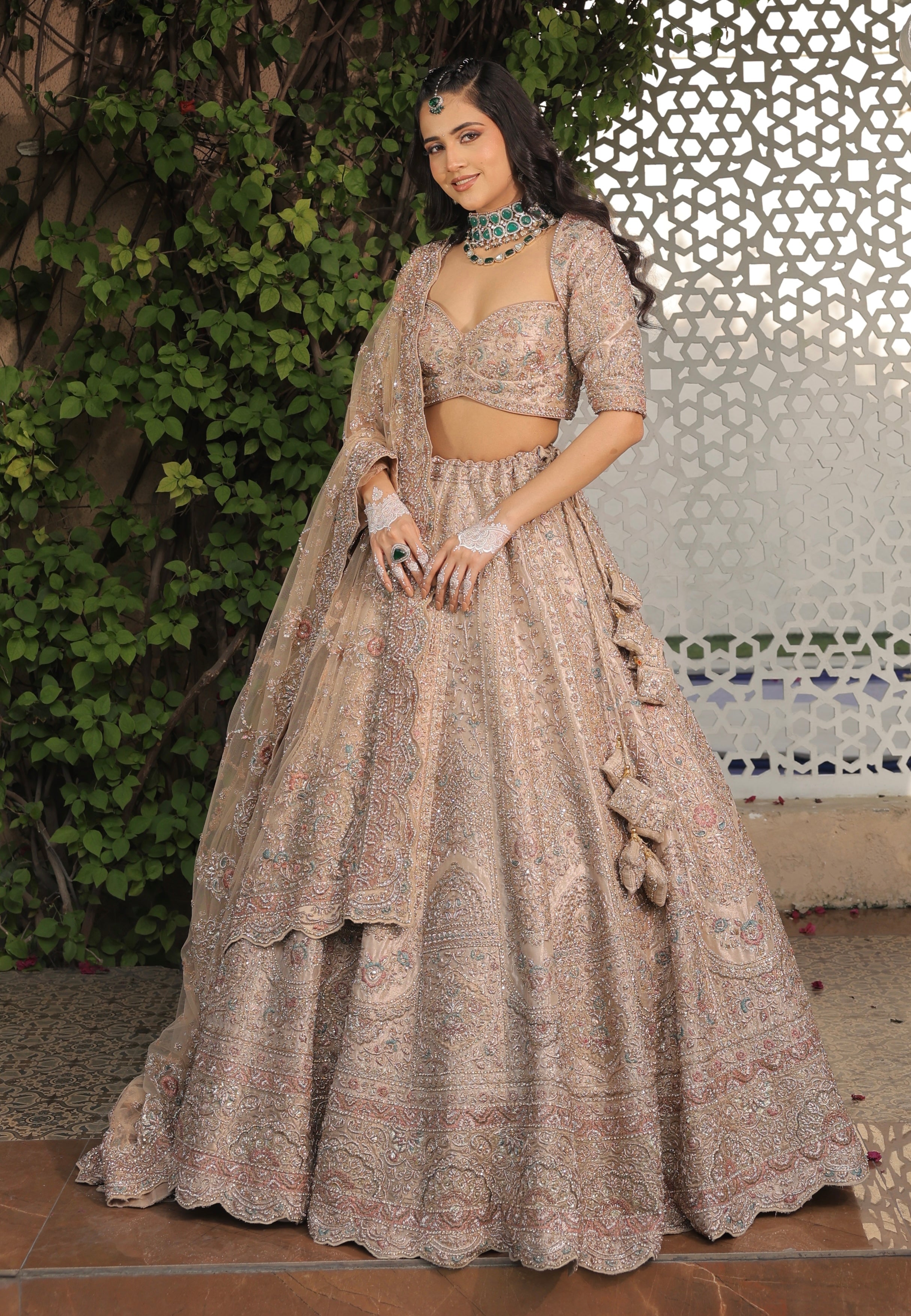 ROSE GOLD TISSUE LEHENGA