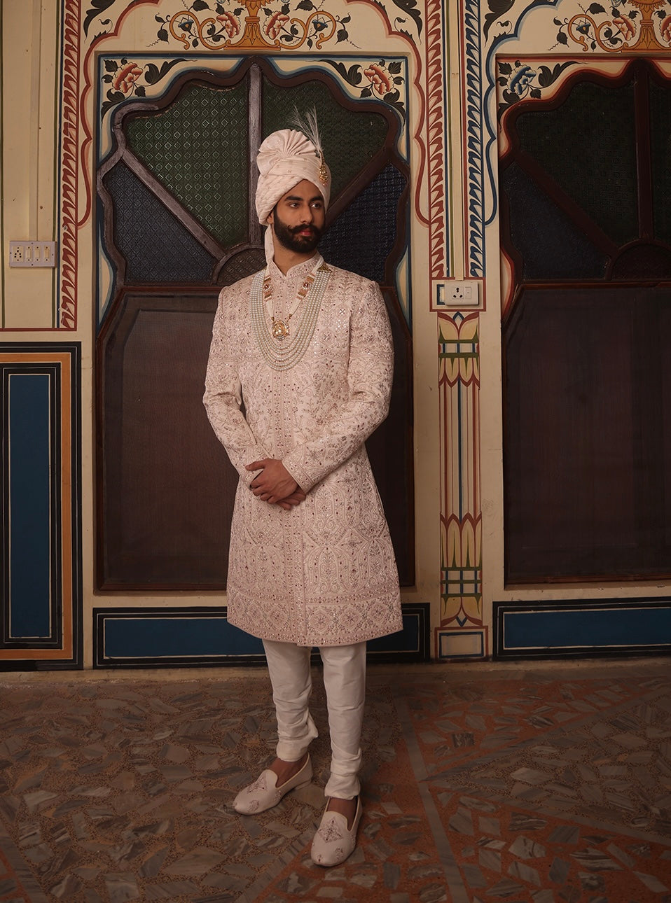 IVORY EMBROIDERED SHERWANI SET