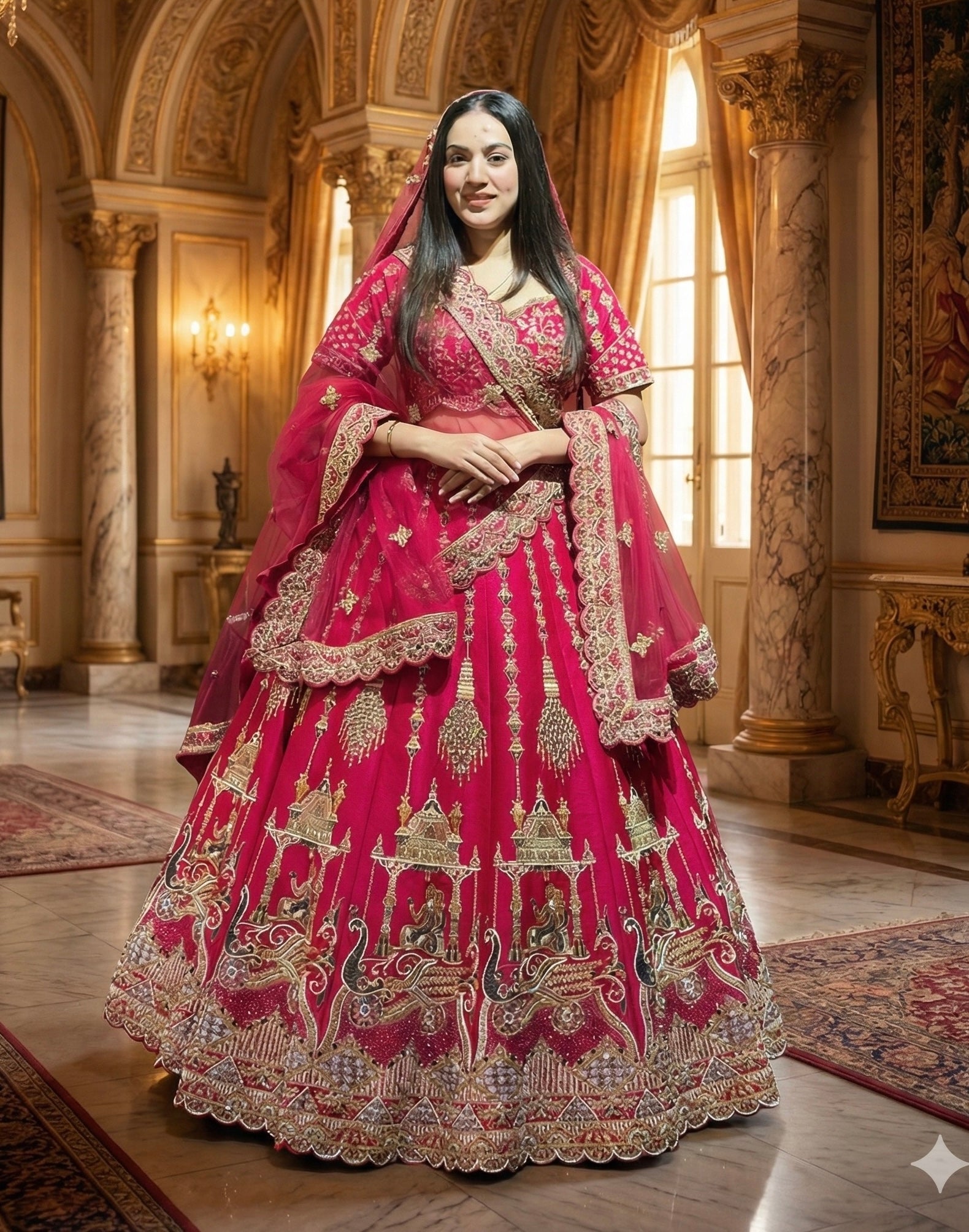 HOT PINK RAW SILK LEHENGA