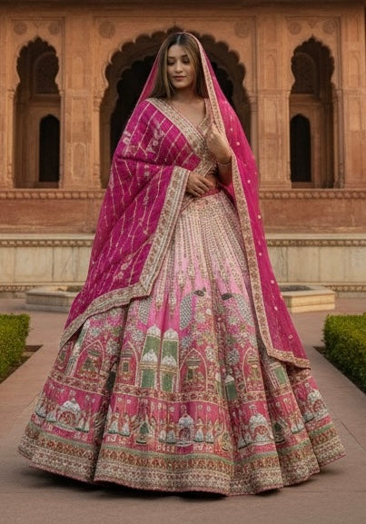 OMBRÉ TISSUE EMBROIDERED LEHENGA