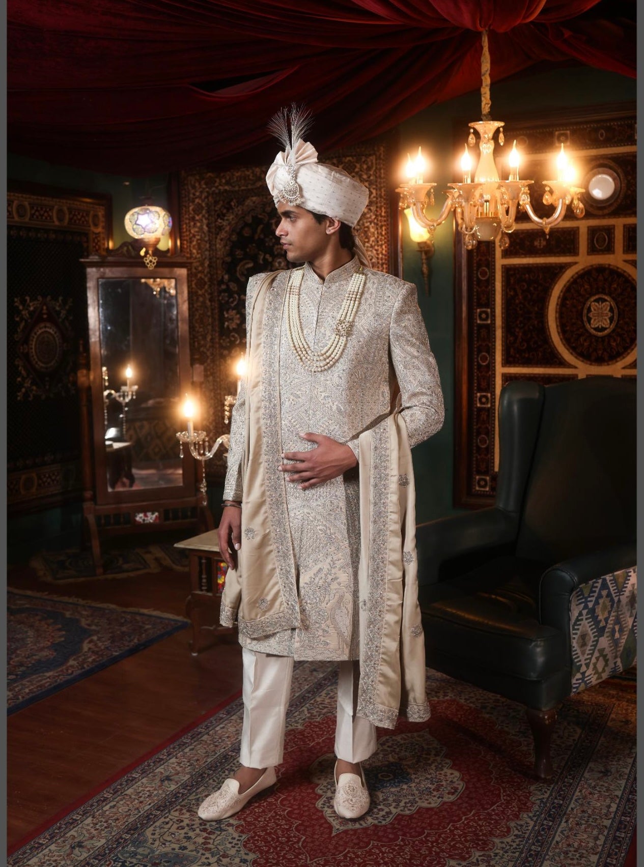 DAZZLING GOLD EMBROIDERED SHERWANI