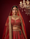 Pure Red Bridal Lehenga in Silk with Neem Zari