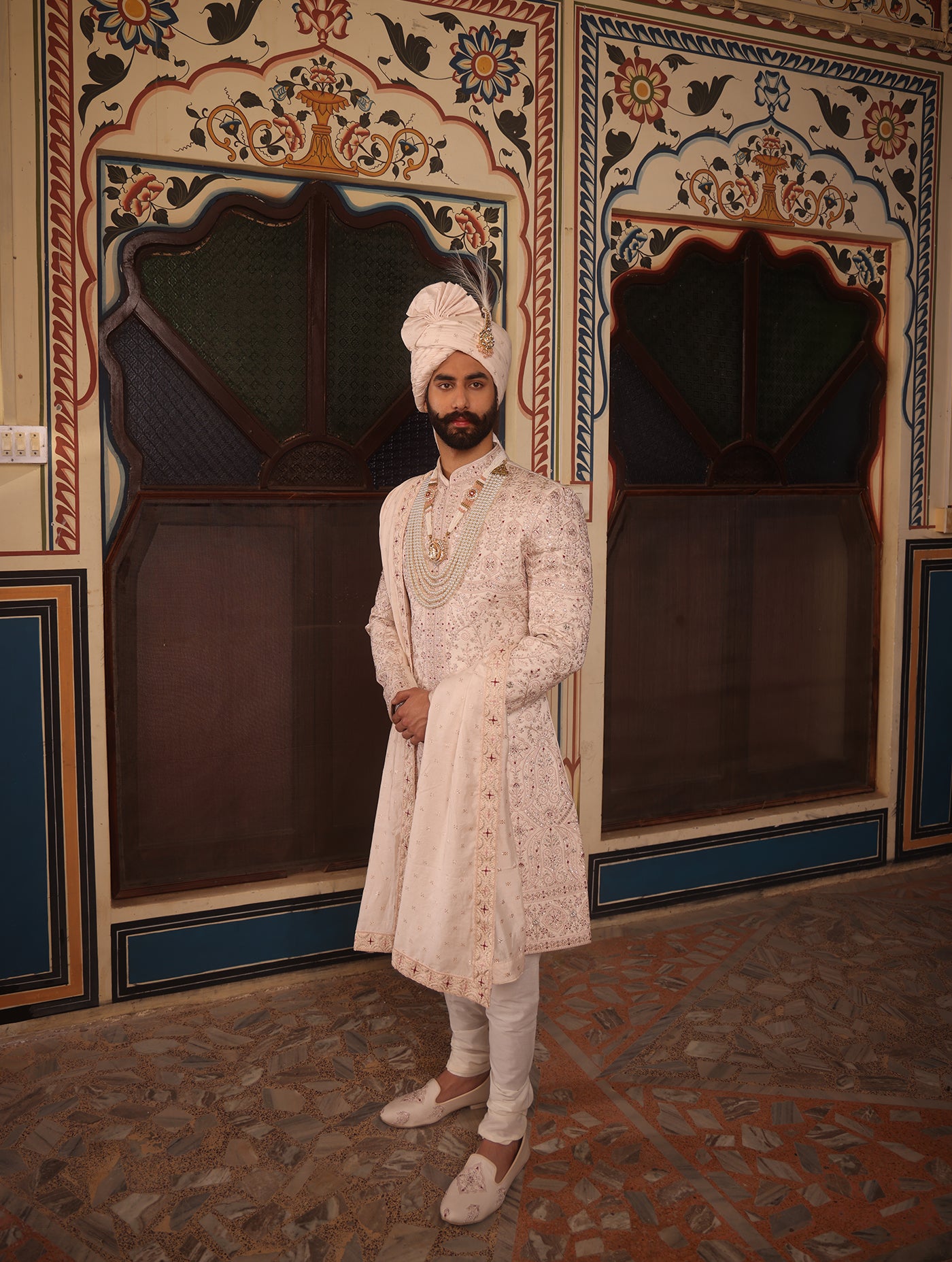 IVORY EMBROIDERED SHERWANI SET