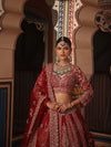 RUST RED RAW SILK LEHENGA