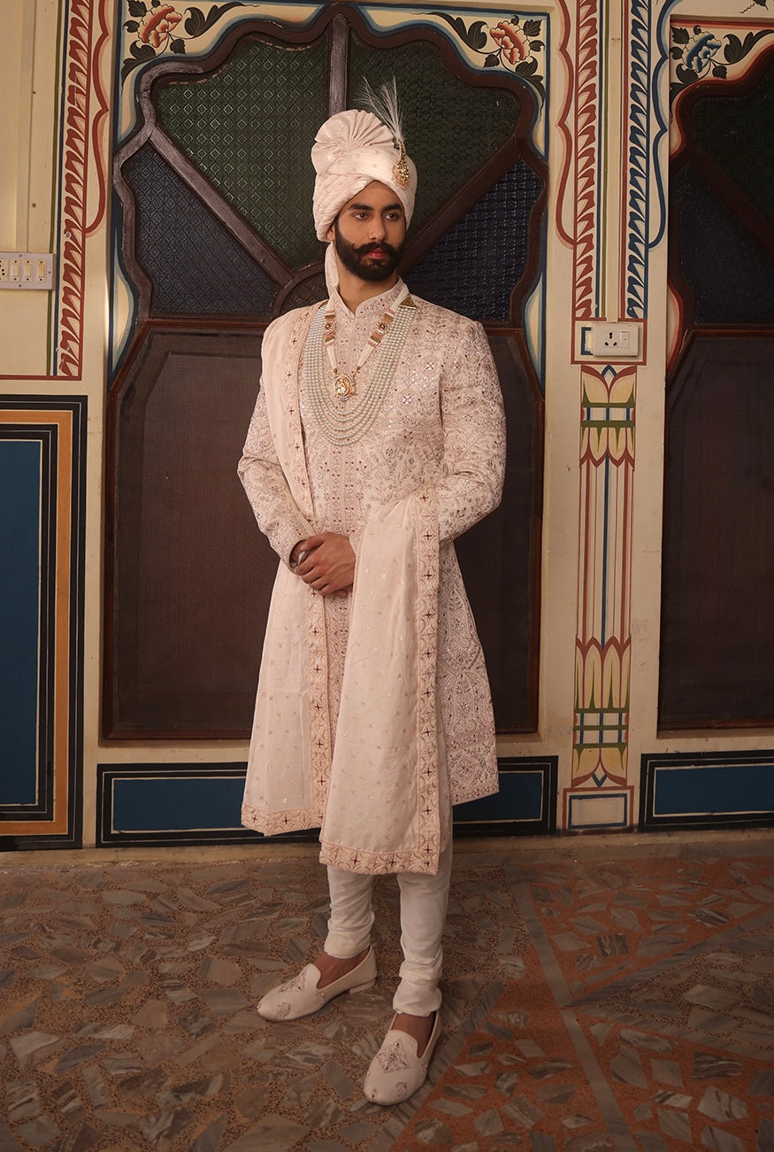 IVORY EMBROIDERED SHERWANI SET